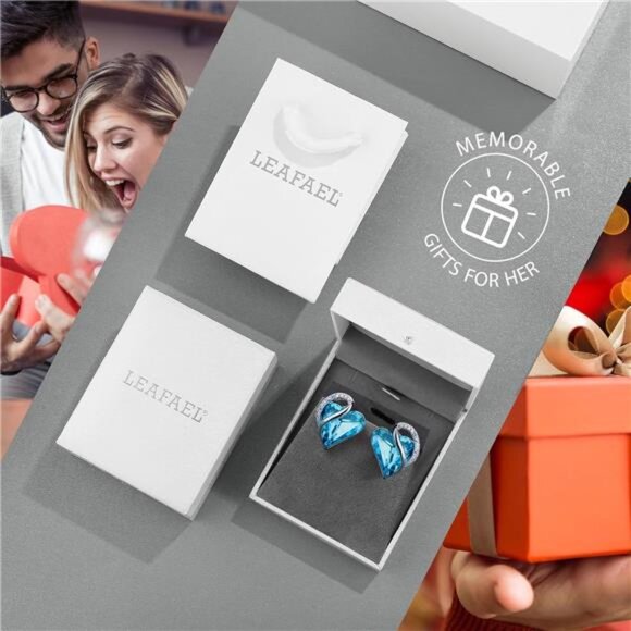 Leafael Infinity Love Heart Birthstone Crystal Stud Earrings for Women - Picture 5 of 7